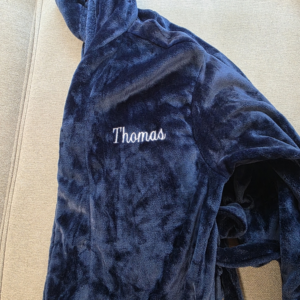 Navy Blue Plush Robe